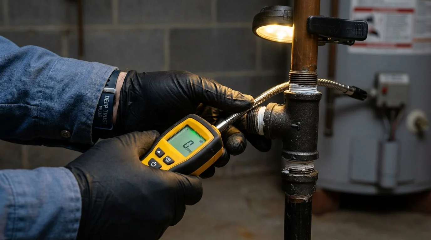 Gas leak detection with electronic sniffer by Johns Plumbing LLC in Brady